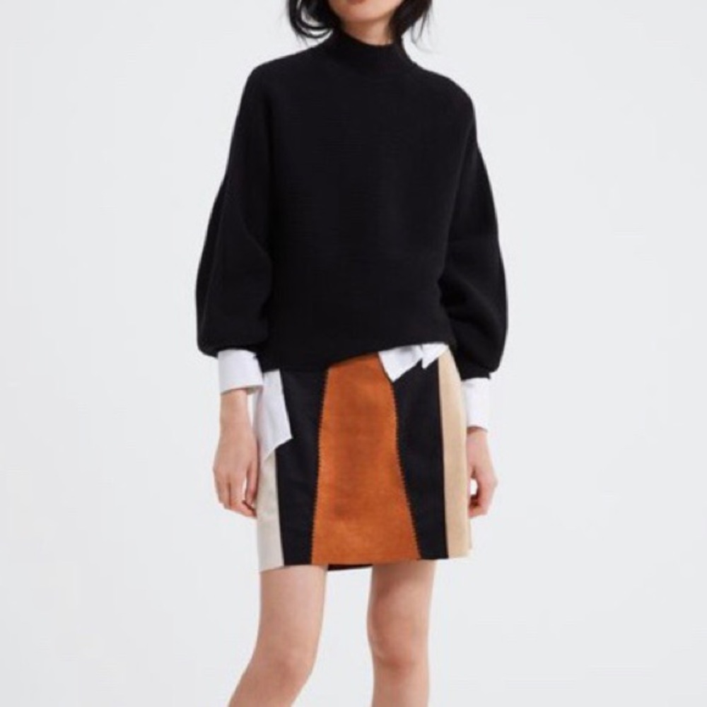 ZARA FAUX SUEDE MINI SKIRT